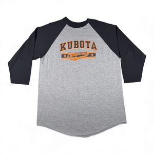 Kubota Shirt Adult EXTRA LARGE Gray Black Baseball Raglan Equipment Promo Y2K